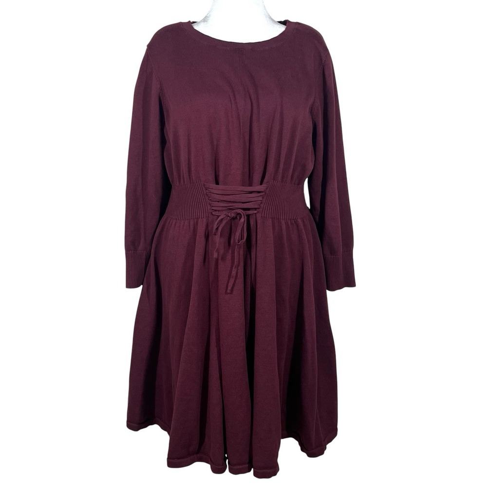 Torrid Outlander Corset-style Lace Sweater Dress 3X Burgundy Feminine Highland